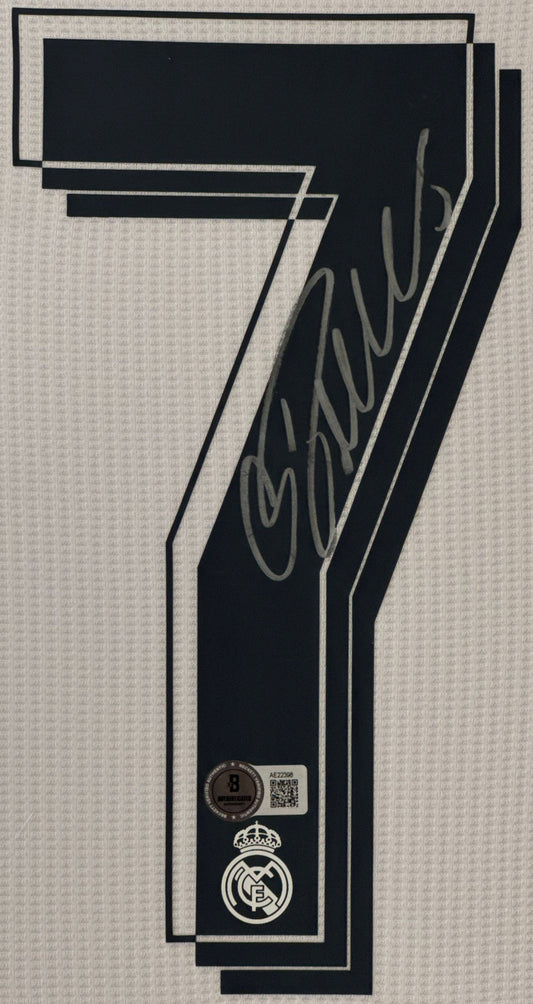 Cristiano Ronaldo Signed Real Madrid Adidas Jersey Framed Beckett LOA & COA - Close up of Number