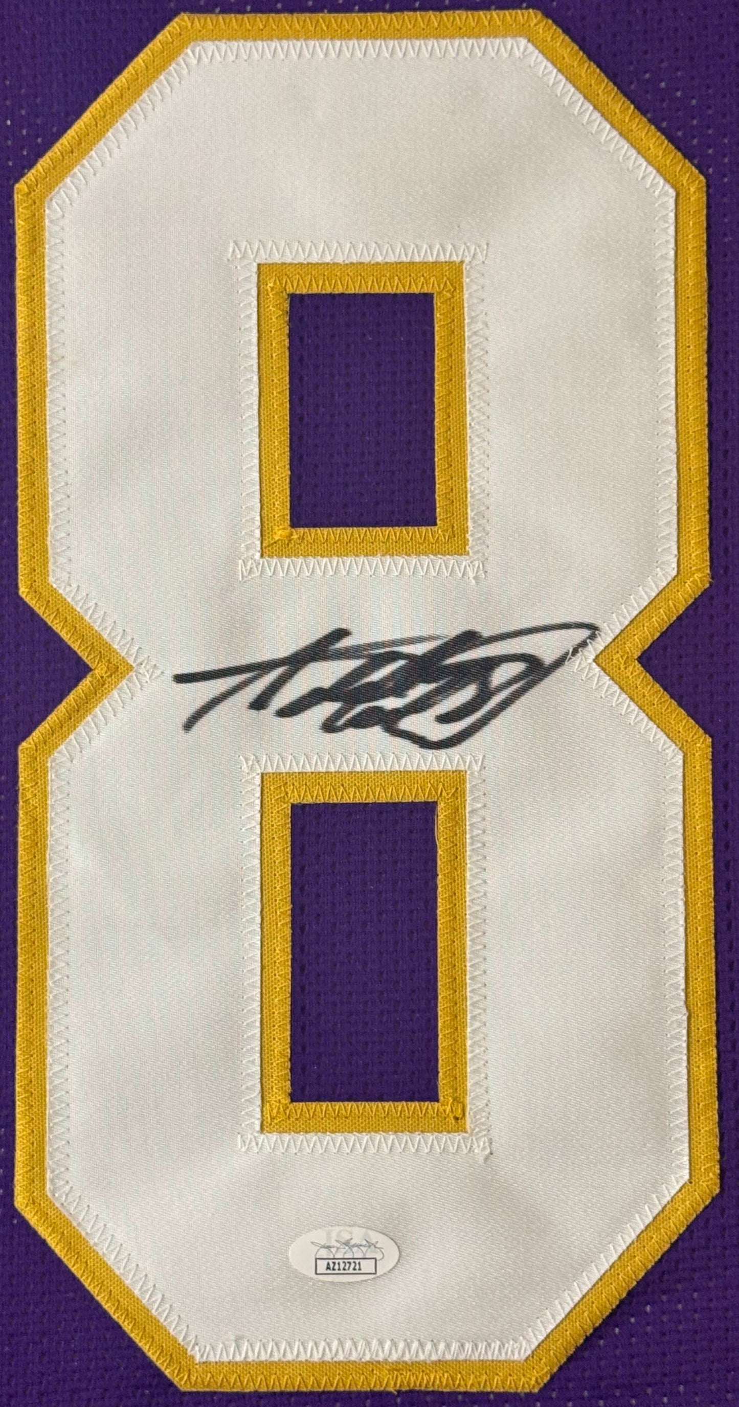 Adrian Peterson Signed Minnesota Vikings Jersey Framed JSA COA - Close up of Number