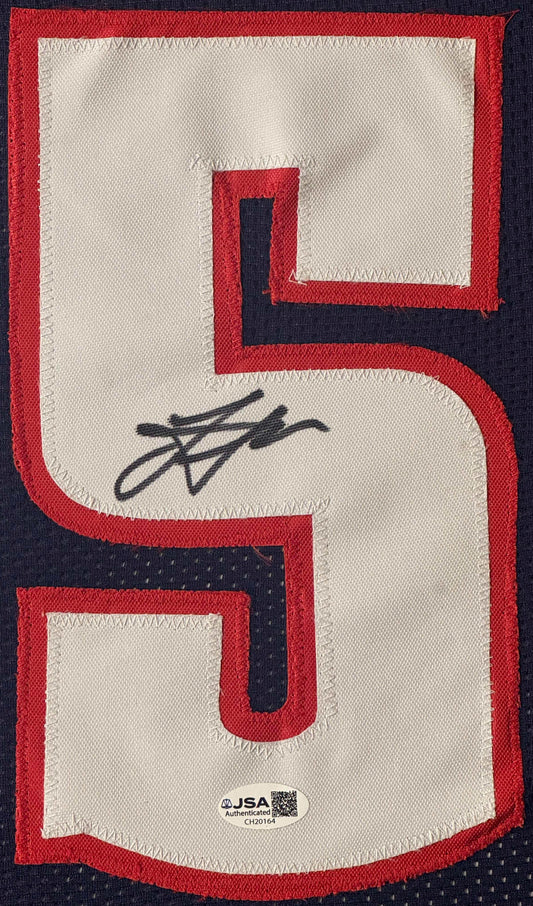 Nikola Jokic Signed Denver Nuggets Jersey Framed JSA COA - Close up of Number