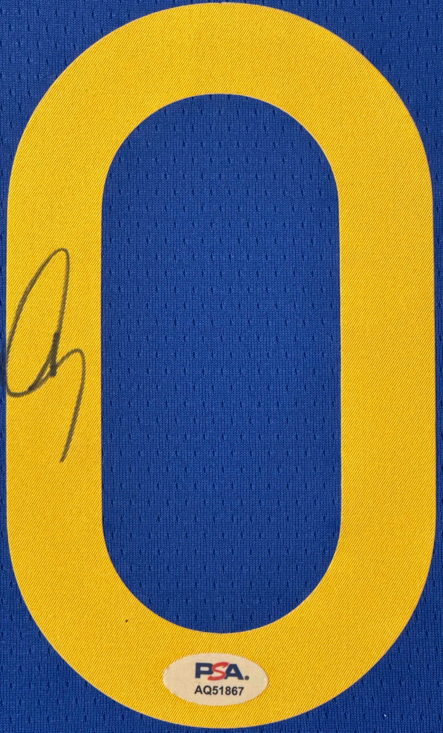 Stephen Curry Signed Golden State Warriors Nike Jersey Framed PSA COA - Close up of Number