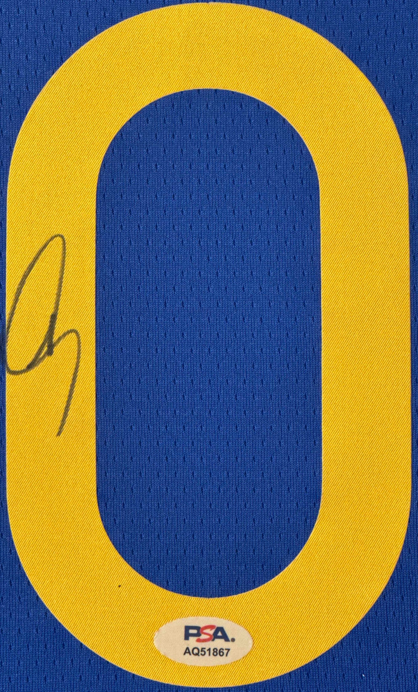 Stephen Curry Signed Golden State Warriors Nike Jersey Framed PSA COA - Close up of Number