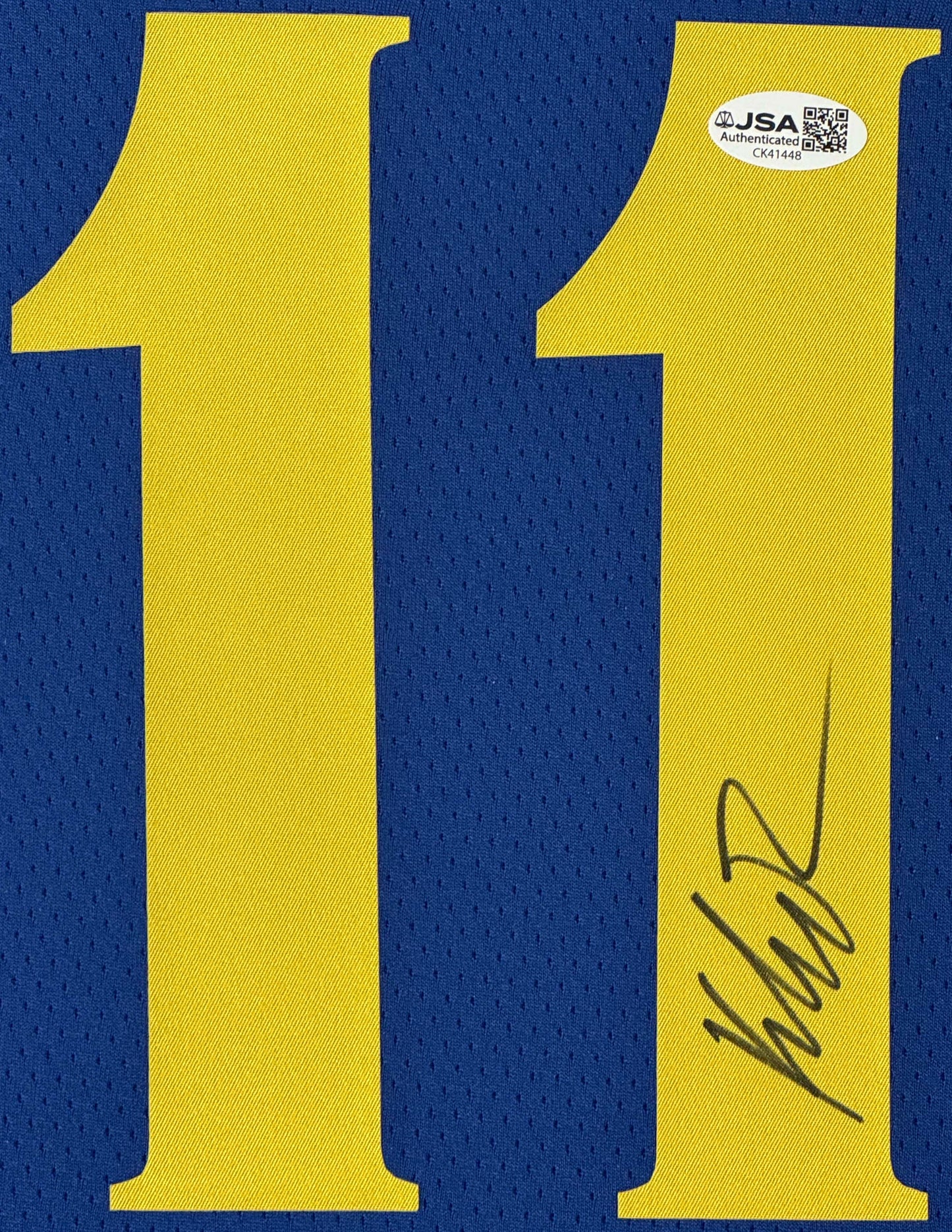 Klay Thompson Signed Golden State Warriors Nike Jersey Framed JSA COA - Close up of Number