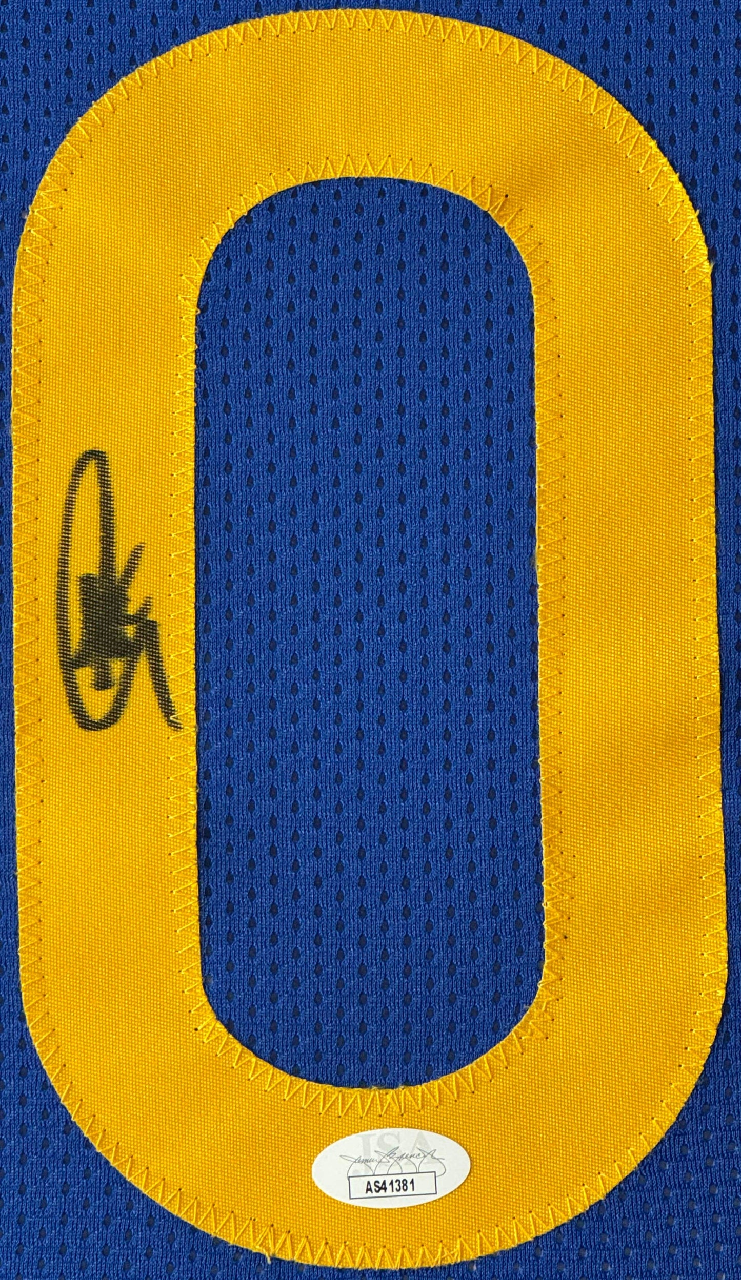 Stephen Curry Signed Golden State Warriors Jersey Framed JSA COA - Close up of Number