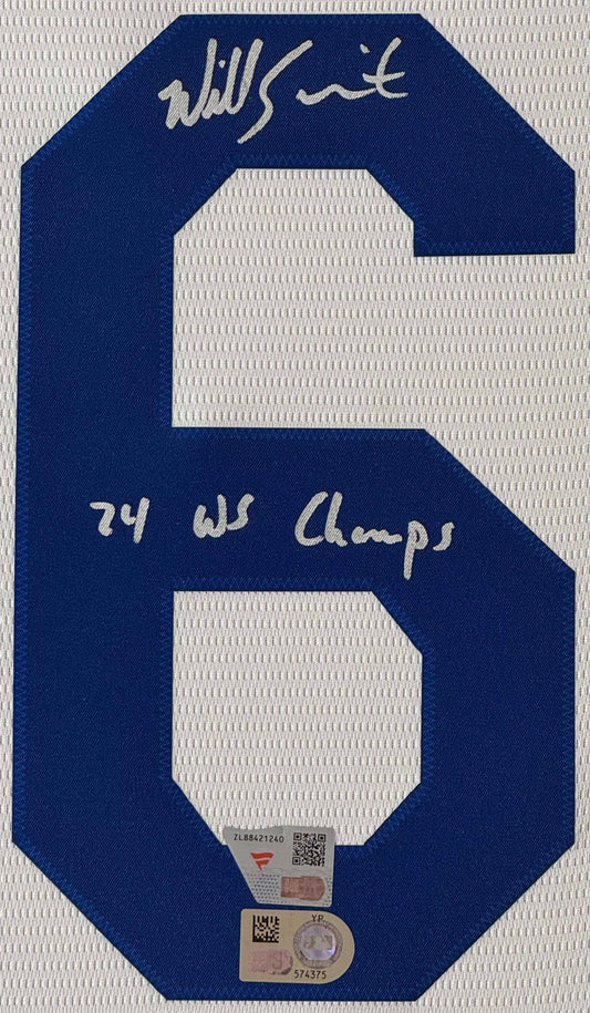 Will Smith Signed Los Angeles Dodgers Nike Jersey Framed Fanatics & MLB COA INSCRIBED - Close up of Number