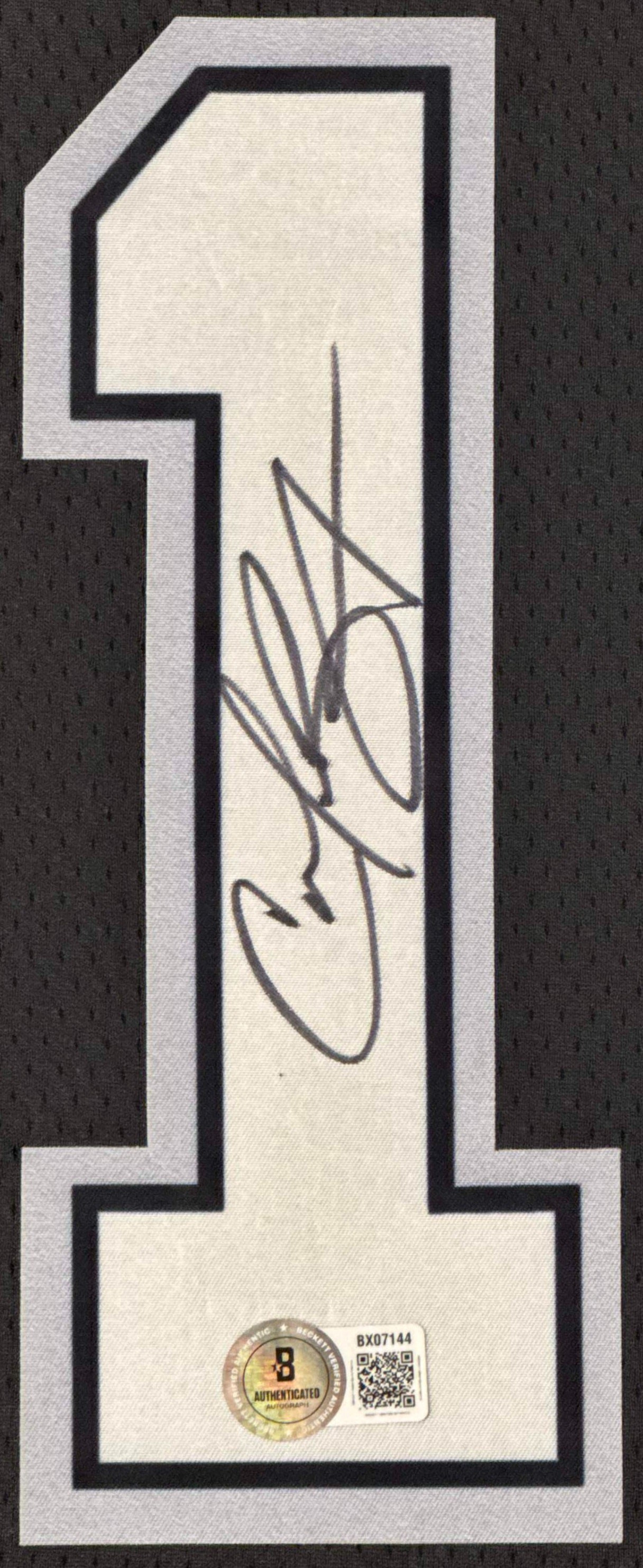 Carter Bryant Signed San Antonio Spurs Nike Jersey Framed Beckett COA + VIDEO PROOF - Close up of Number