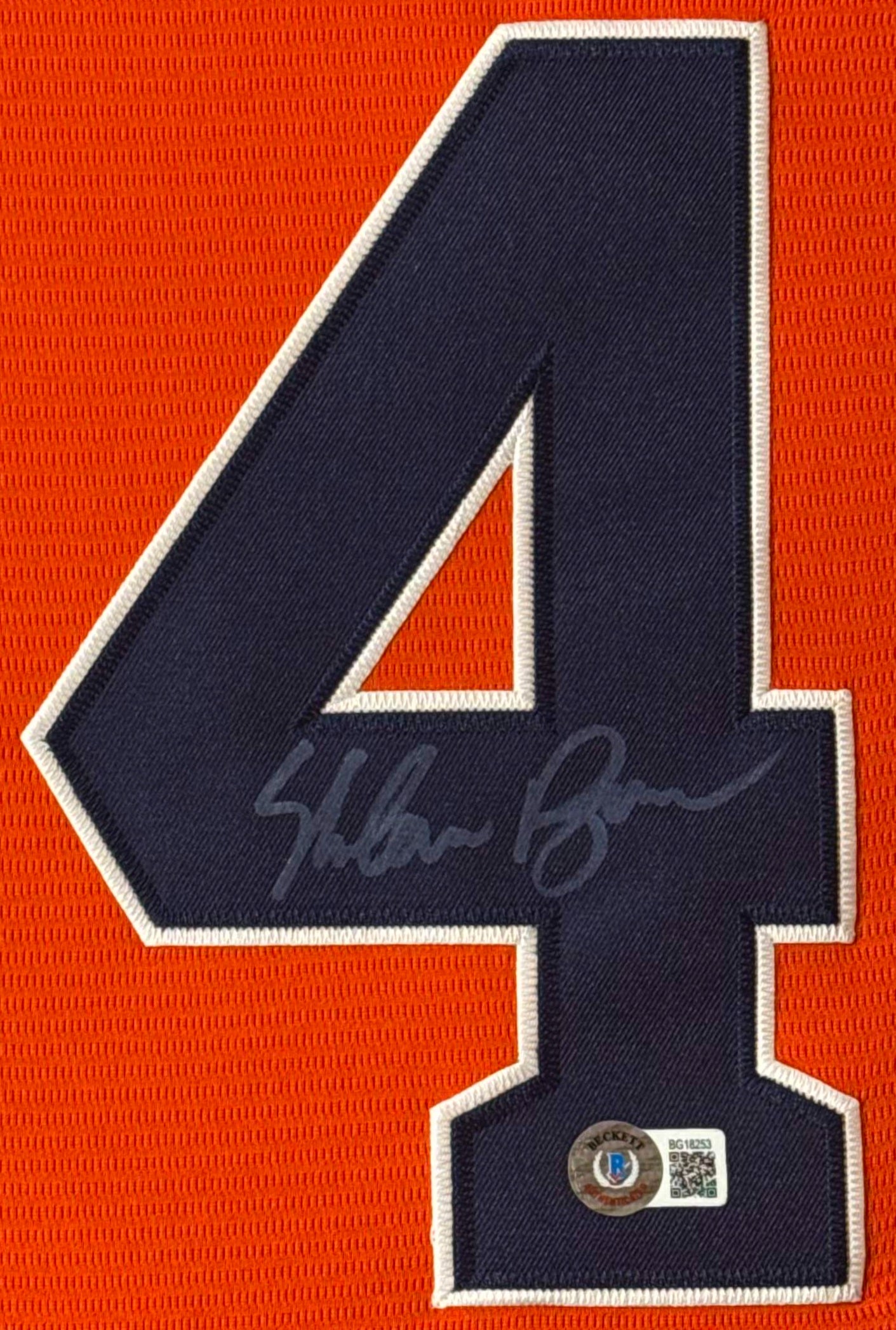 Nolan Ryan Signed Houston Astros Nike Jersey Framed Beckett COA - Close up of Number