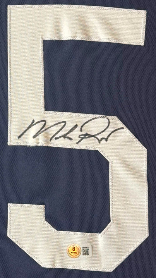 Mike Richter Signed New York Rangers Jersey Framed Beckett COA - Close up of Number