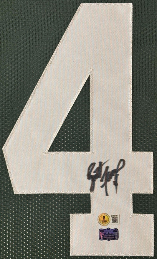 Brett Favre Signed Green Bay Packers Jersey Framed Beckett & Favre Holograms COA - Close up of Number
