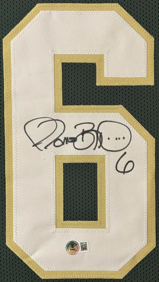 Jerome Bettis Signed Notre Dame Fighting Irish Jersey Framed Beckett COA - Close up of Number