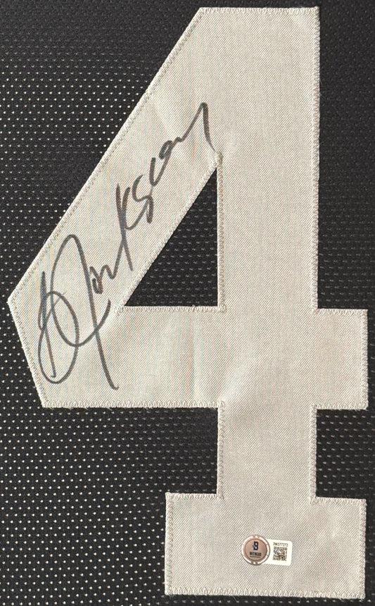 Bo Jackson Signed Oakland Raiders Jersey Framed Beckett COA - Close up of Number