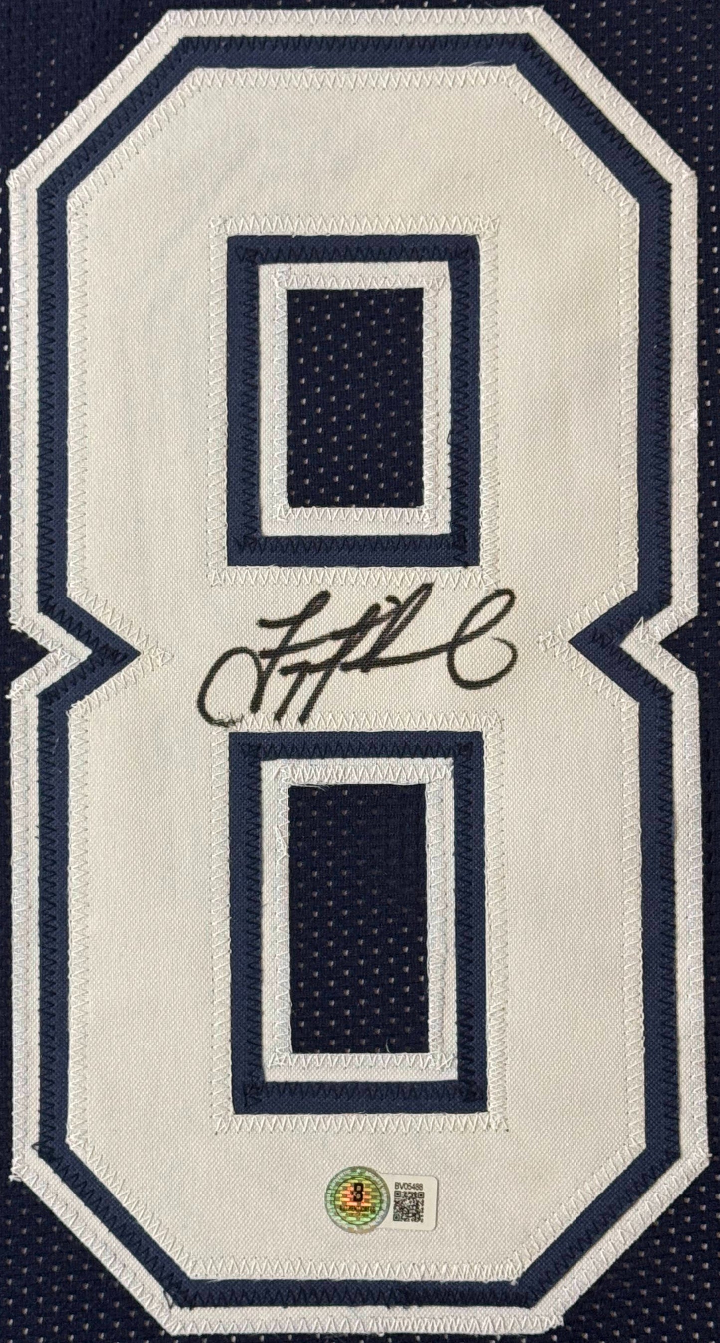 Troy Aikman Signed Dallas Cowboys Jersey Framed Beckett COA - Close up of Number