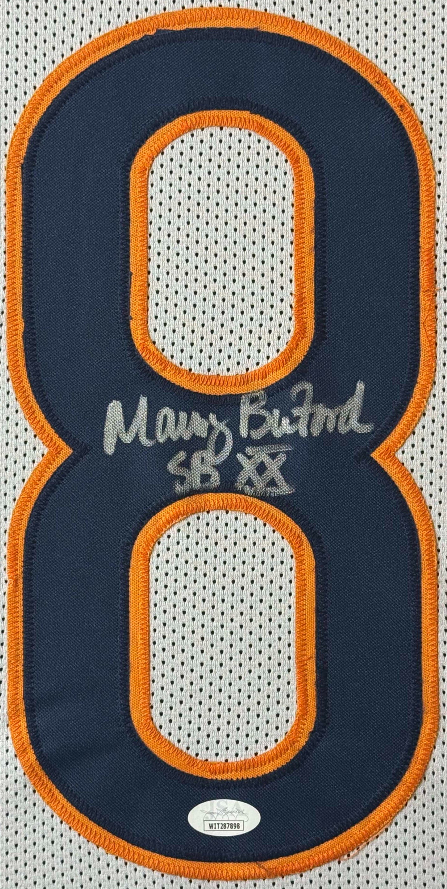 Maury Buford Signed Chicago Bears Jersey Framed JSA COA - Close up of Number
