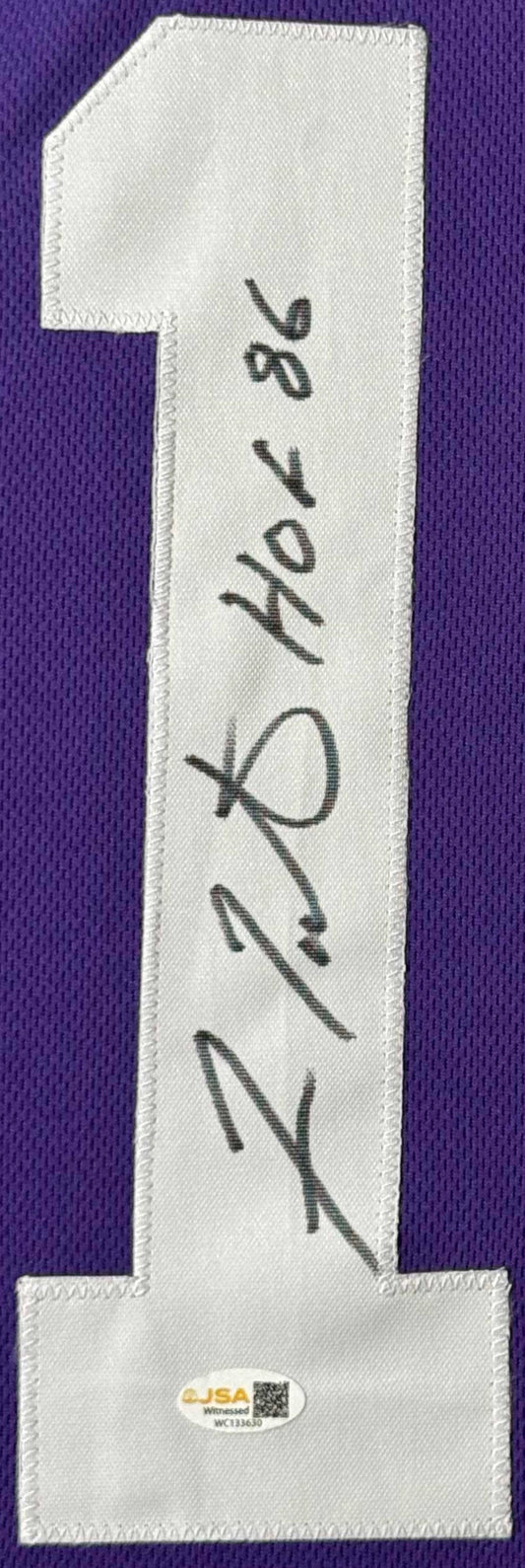 Fran Tarkenton Signed Minnesota Vikings Jersey Framed JSA COA - Close up of Number