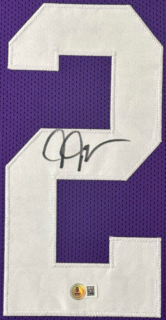 Justin Jefferson Signed LSU Tigers Jersey Framed Beckett COA - Close up of Number