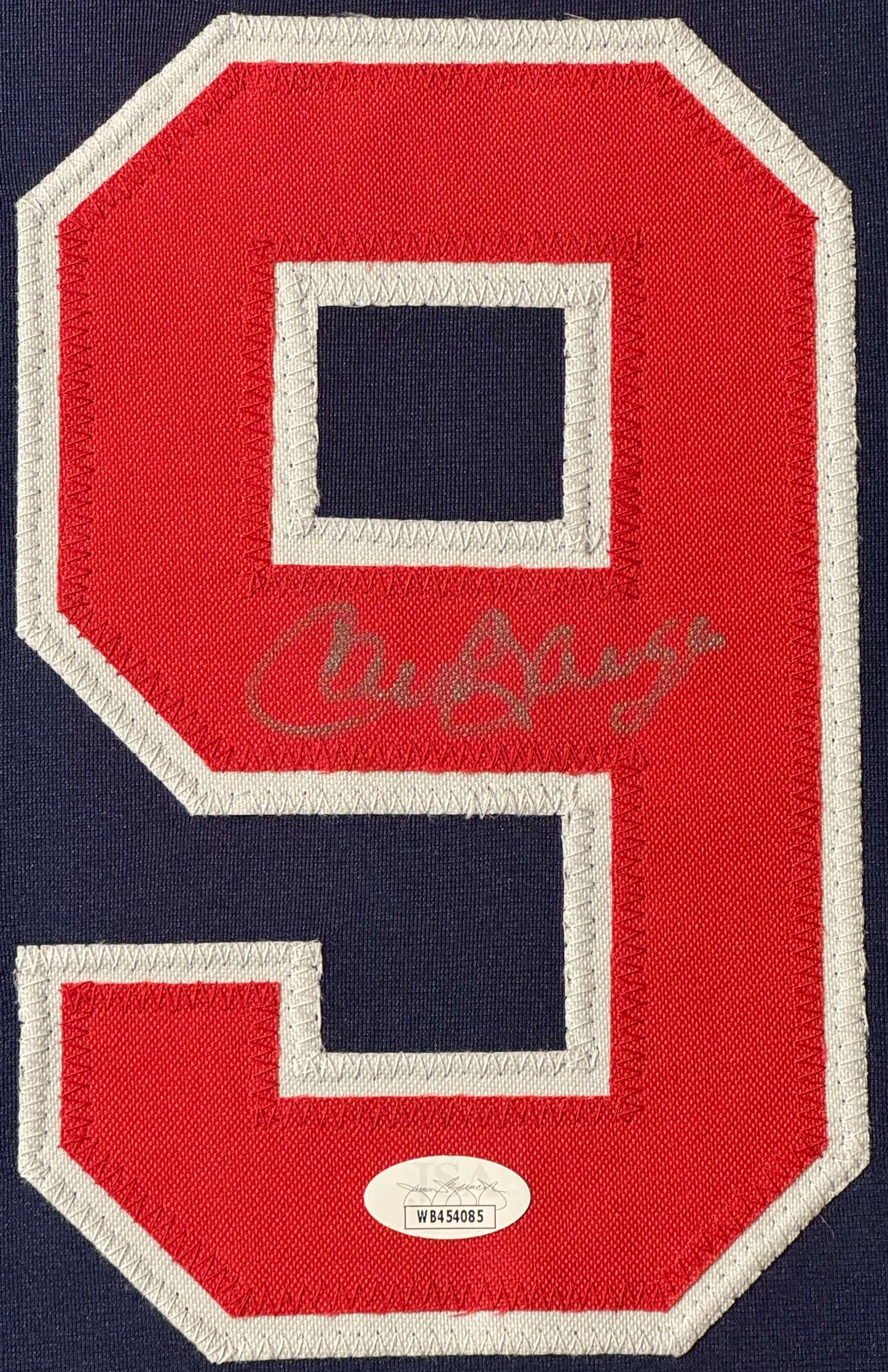 Carlos Baerga Signed Cleveland Indians Jersey Framed JSA COA - Close up of Number