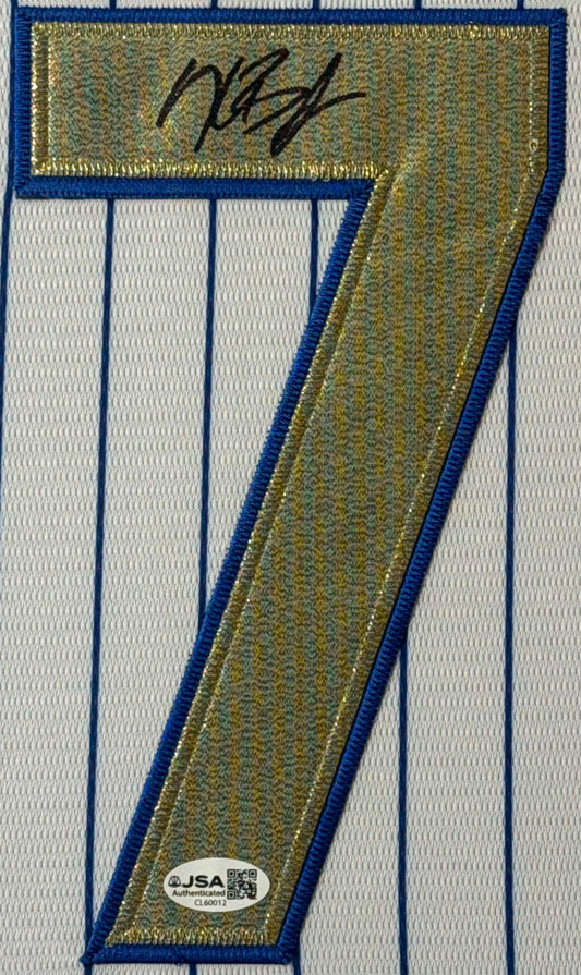 Kris Bryant Signed Chicago Cubs Nike Jersey Framed JSA COA - Close up of Number
