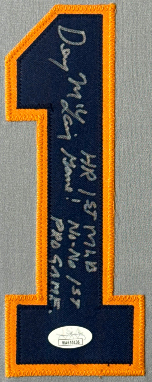 Denny McLain Signed Detriot Tiger Jersey Framed JSA COA INSCRIBED - Close up of Number