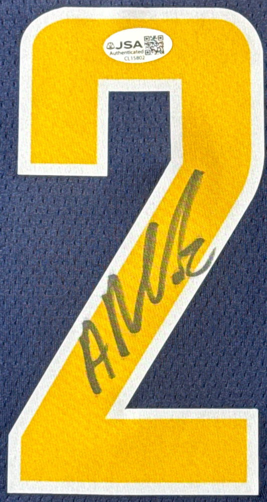 Andrew Nembhard Signed Indiana Pacers Nike Jersey Framed JSA COA - Close up of Number