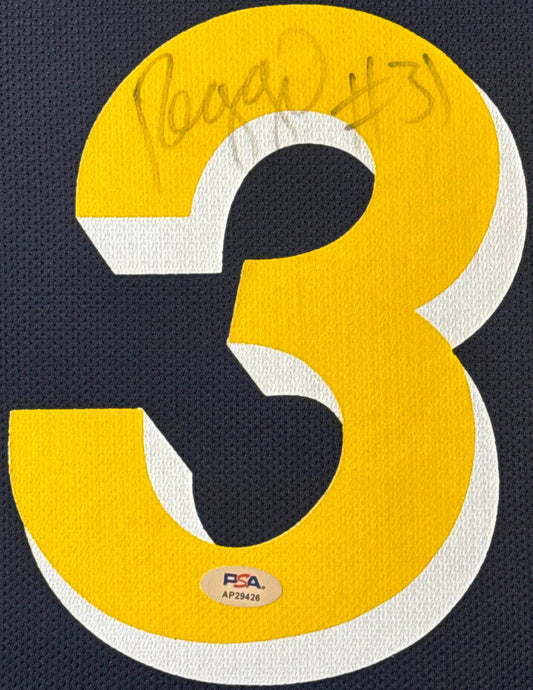 Reggie Miller Signed Indiana Pacers Jersey Framed PSA COA - Close up of Number