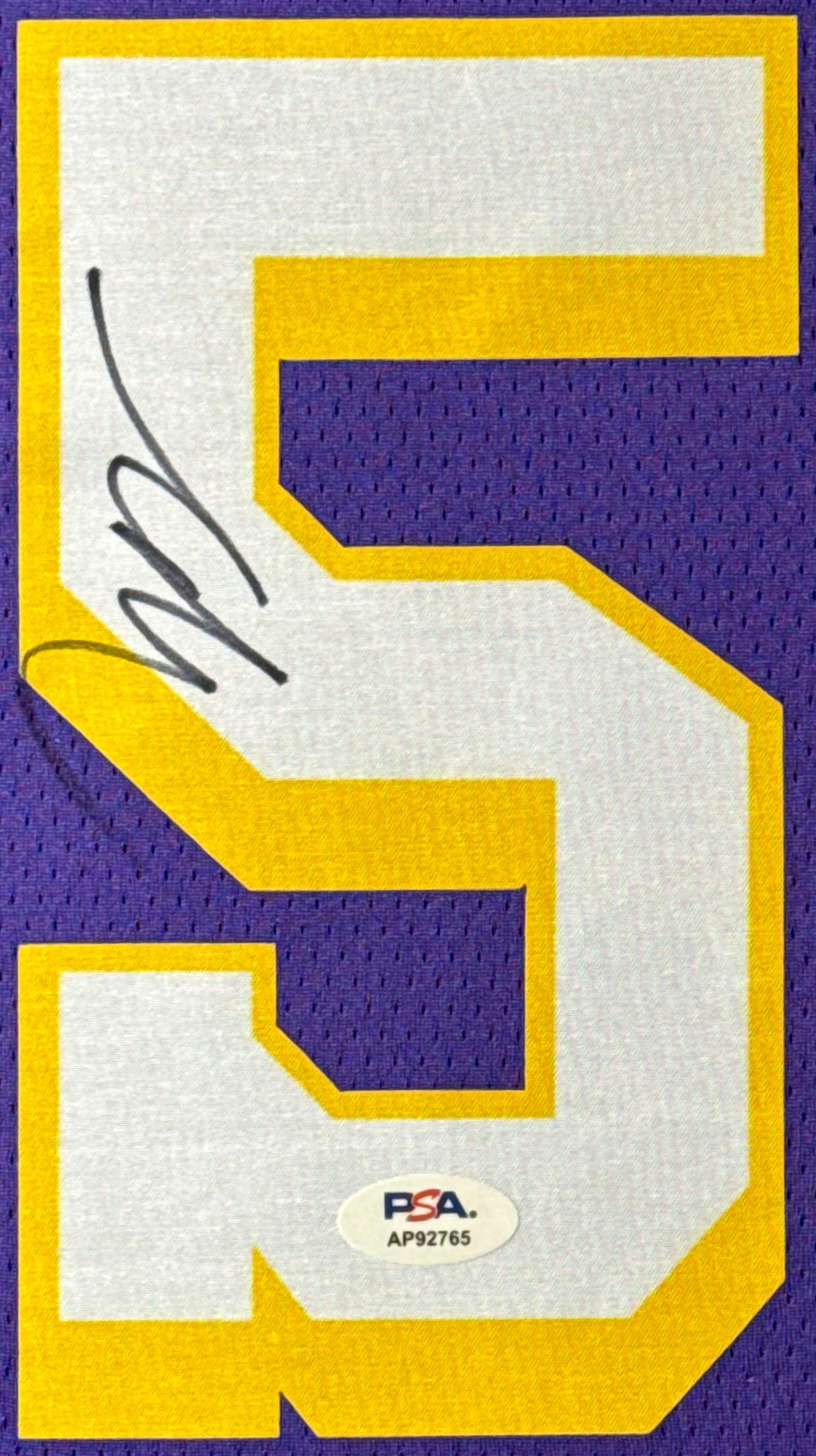 Deandre Ayton Signed Los Angeles Lakers Nike Jersey Framed PSA COA - Close up of Number