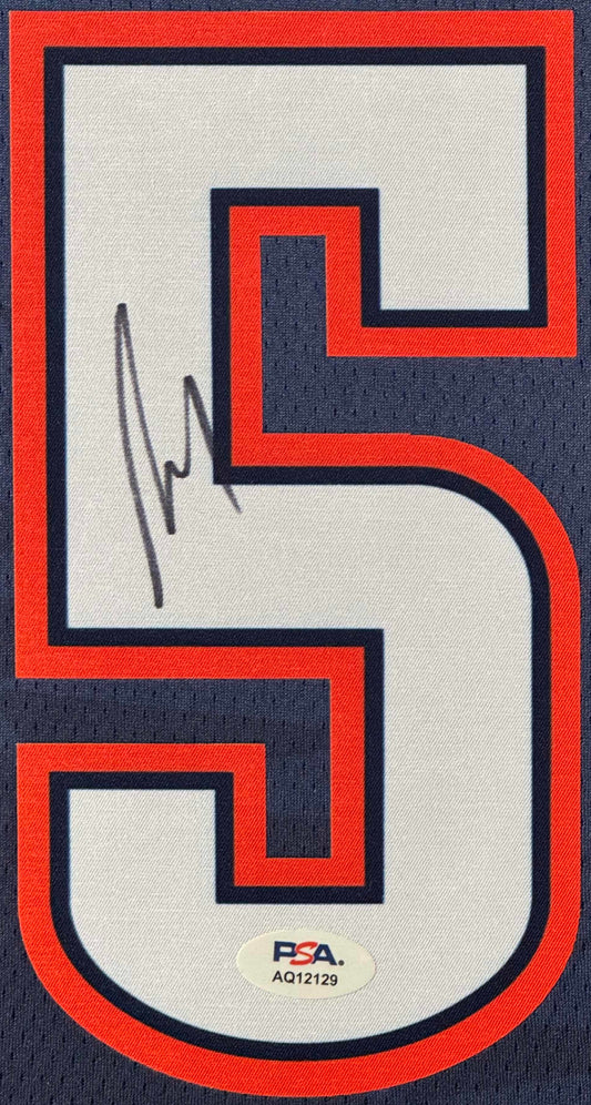 Luguentz Dort Signed Oklahoma City Thunder Nike Jersey Framed PSA COA - Close up of Number