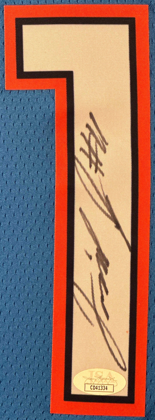 Isaiah Joe Signed Oklahoma City Thunder Nike Jersey Framed JSA COA - Close up of Number