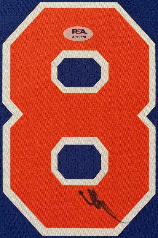 OG Anunoby Signed New York Knicks Nike Jersey Framed PSA COA - Close up of Number
