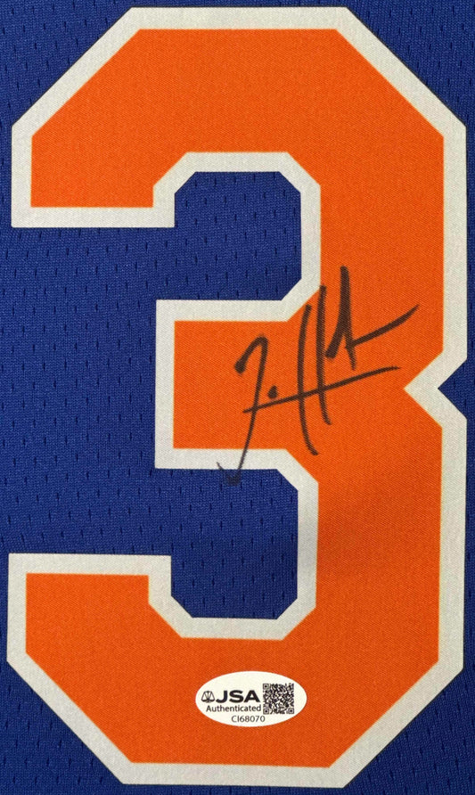 Josh Hart Signed New York Knicks Nike Jersey Framed JSA COA - Close up of Number
