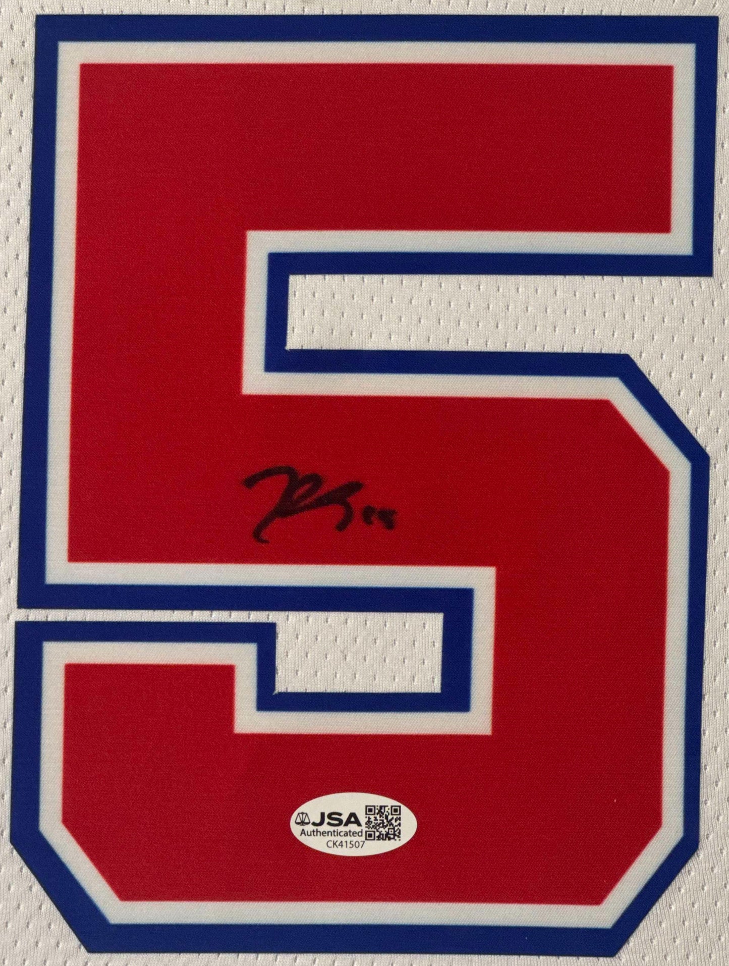 Reed Sheppard Signed Houston Rockets Nike Jersey Framed JSA COA - Close up of Number