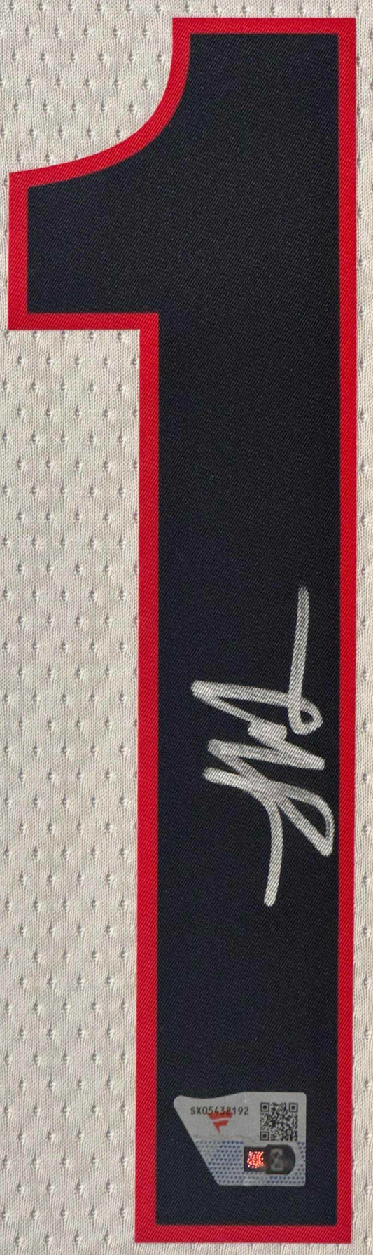 Yang Hansen Signed Portland Trail Blazers Mitchell & Ness Jersey Framed Fanatics COA - Close up of Number