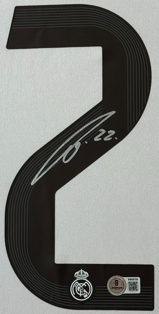 Antonio Rudiger Signed Real Madrid Adidas Jersey Framed Beckett COA - Close up of Number