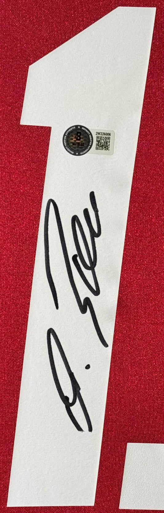 Michael Ballack Signed Bayern Munich Adidas Jersey Framed Beckett COA - Close up of Number