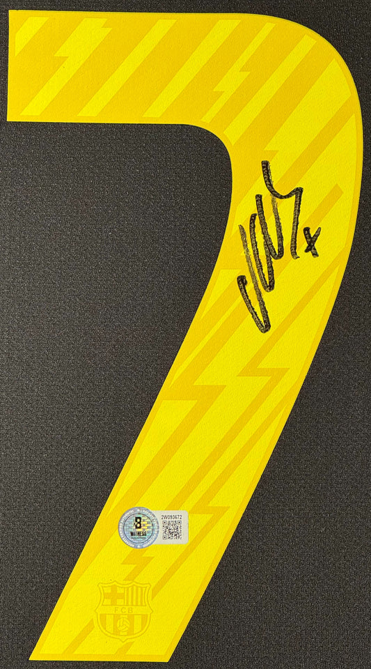 David Villa Signed FC Barcelona Nike Jersey Framed Beckett COA - Close up of Number