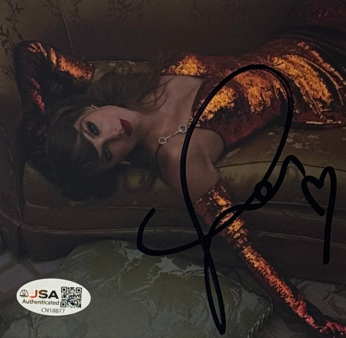 Taylor Swift Signed The Life Of A Showgirl #2 CD Insert Framed JSA COA - Close up of Number