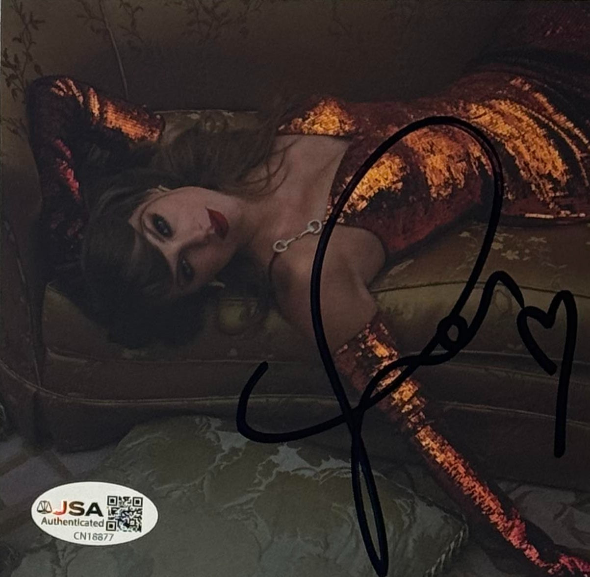 Taylor Swift Signed The Life Of A Showgirl #2 CD Insert Framed JSA COA - Close up of Number