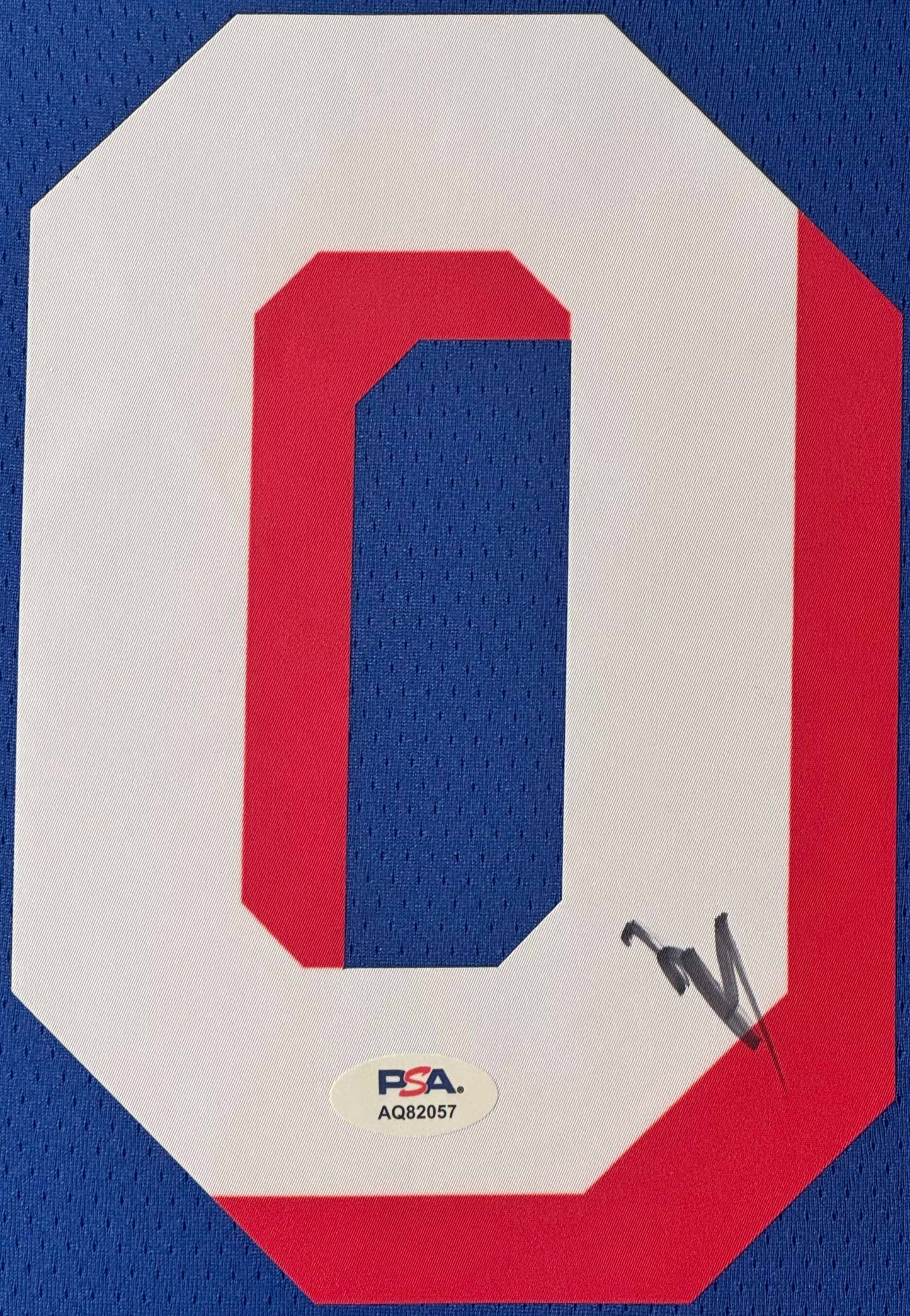 Tyrese Maxey Signed Philadelphia 76ers Nike Jersey Framed PSA COA - Close up of Number