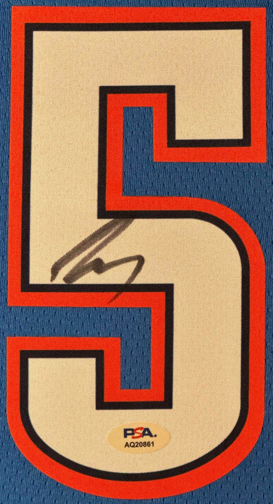 Luguentz Dort Signed Oklahoma City Thunder Nike Jersey Framed PSA COA - Close up of Number