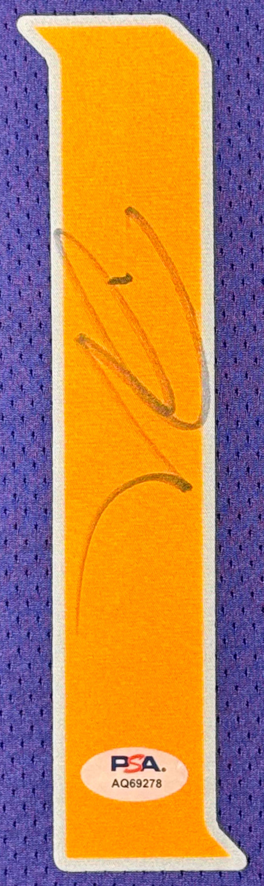 Devin Booker Signed Phoenix Suns Nike Jersey Framed PSA COA - Close up of Number