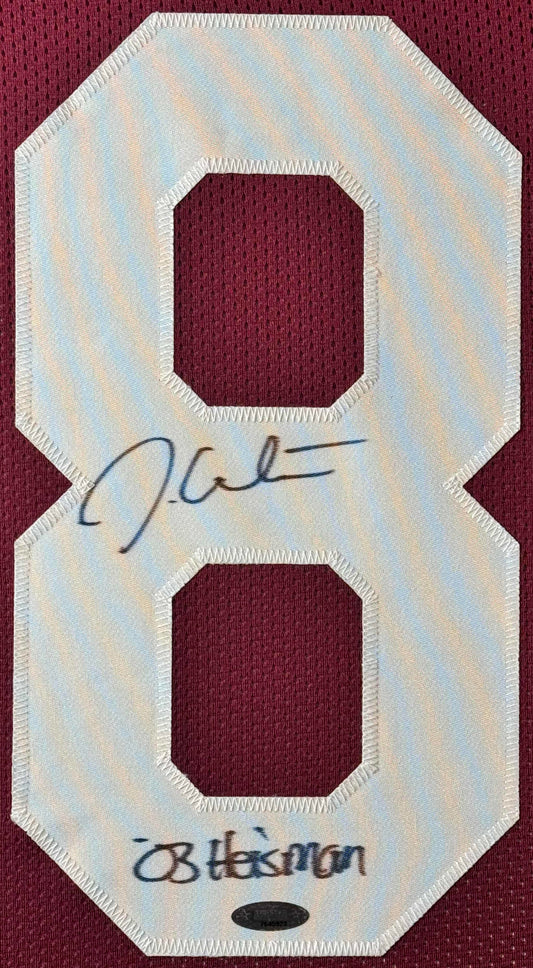 Jason White Signed Oklahoma Sooners Jersey Framed TRISTAR Authentic COA - Close up of Number
