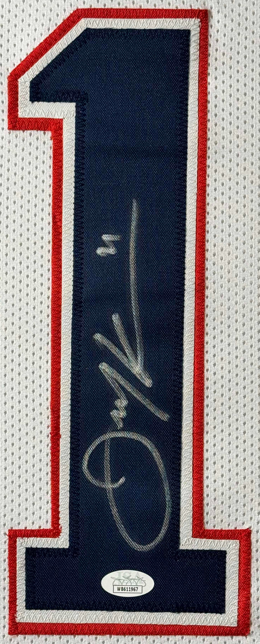 Julian Edelman Signed New England Patriots Jersey Framed JSA COA - Close up of Number
