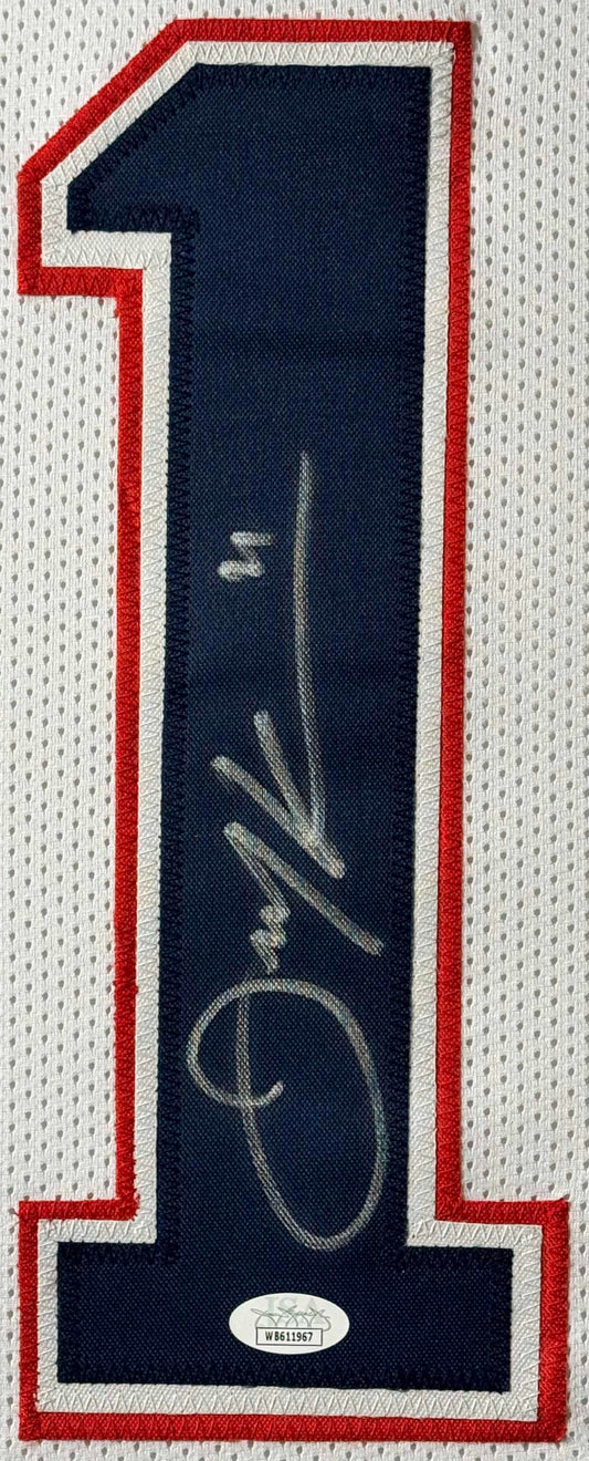 Julian Edelman Signed New England Patriots Jersey Framed JSA COA - Close up of Number