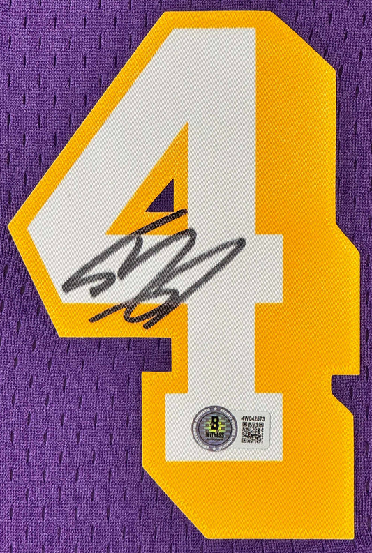 Shaquille O'Neal Signed Los Angeles Lakers Mitchell & Ness Jersey Framed Beckett COA - Close up of Number