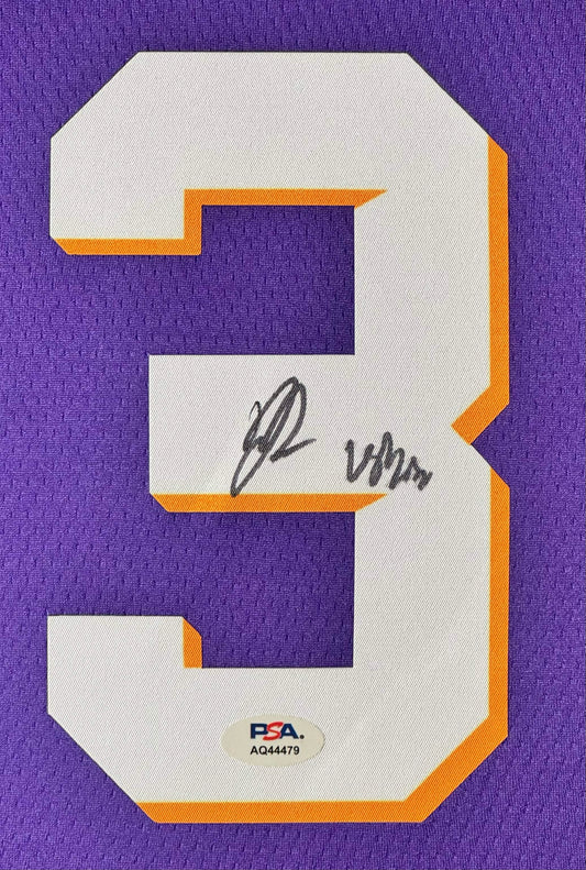 Dillon Brooks Signed Phoenix Suns Nike Jersey Framed PSA COA INSCRIBED - Close up of Number