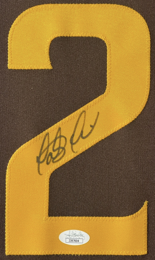 Fernando Tatis Jr. Signed San Diego Padres Jersey Framed JSA COA - Close up of Number
