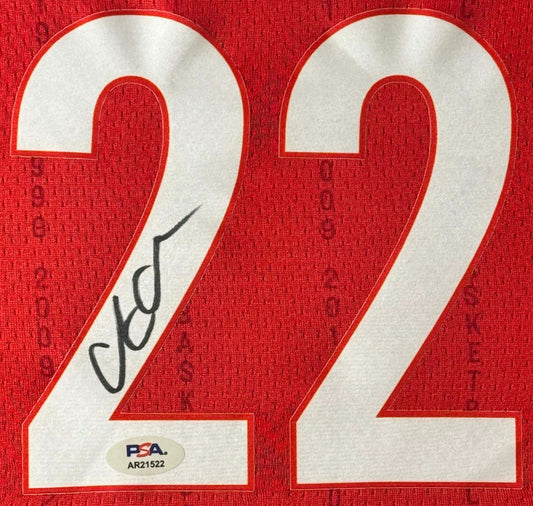 Caitlin Clark Signed Indiana Fever Nike Jersey Framed PSA COA - Close up of Number