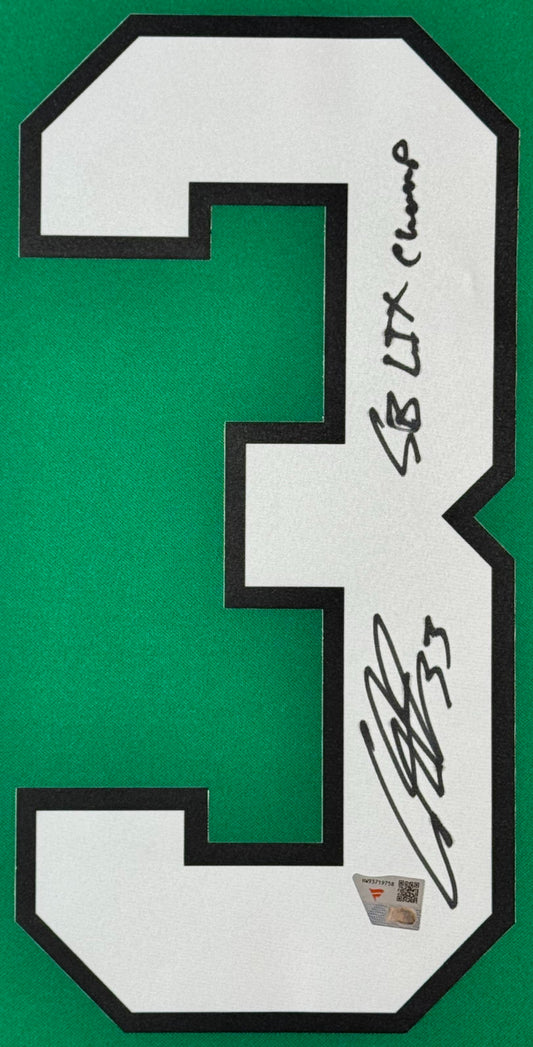Cooper DeJean Signed Philadelphia Eagles Nike Jersey Framed Fanatics COA INSCRIBED - Close up of Number