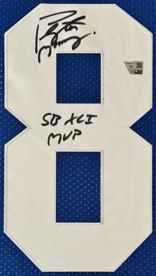 Peyton Manning Signed Indianapolis Colts Mitchell & Ness Jersey Framed Fanatics COA INSCRIBED - Close up of Number