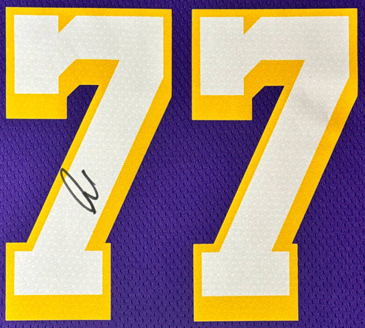 Luka Doncic Signed Los Angeles Lakers Nike Jersey Framed JSA LOA & COA - Close up of Number