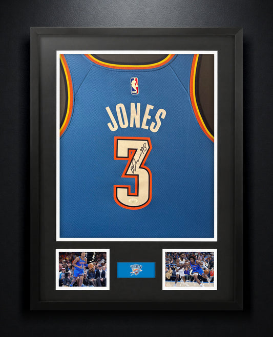 Dillon Jones Signed Oklahoma City Thunder Nike Jersey Framed JSA COA - Photo of frame