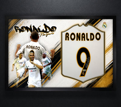 Ronaldo Nazario Signed Real Madrid Adidas Jersey Framed Beckett COA - Photo of frame